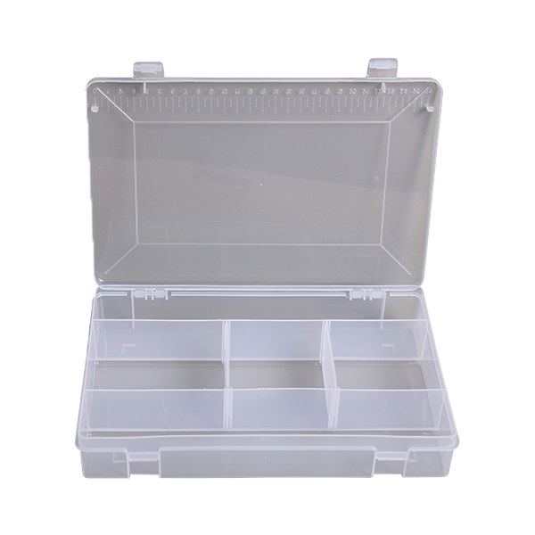 Caja de almacenamiento de equipo de pesca de plástico transparente ajustable