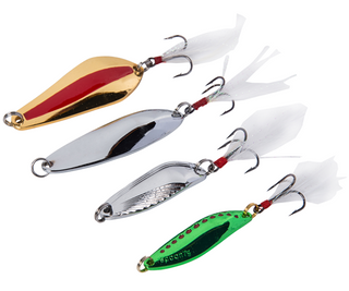 5-60 gramos de cuchara de pesca colorida señuelo agudos pluma anzuelo cebos spinner